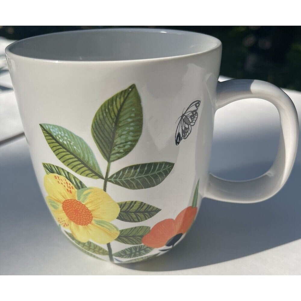 Pier 1 Savannah Floral Mug Coffee Tea Cup Earthenware Flower New